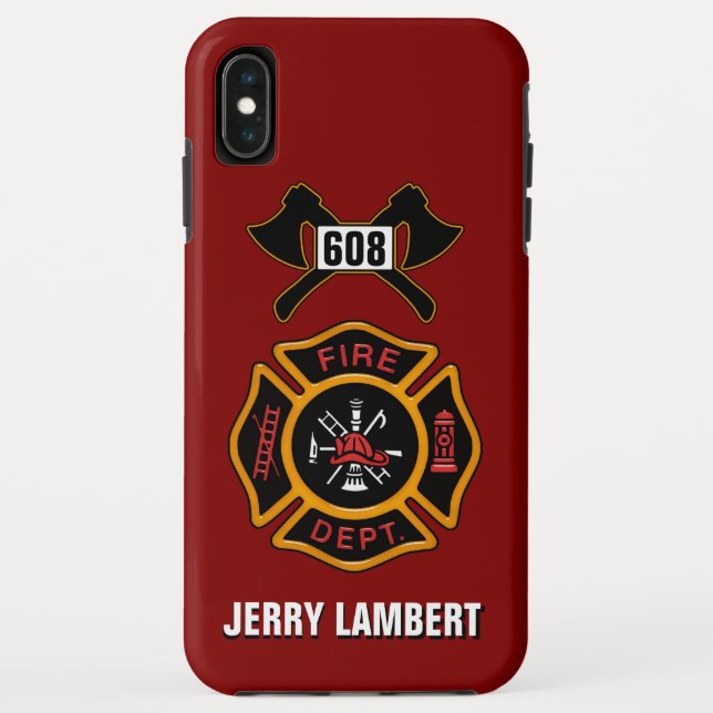 Fire Department Firefighter Badge Name Template Case-Mate iPhone Case (Back)