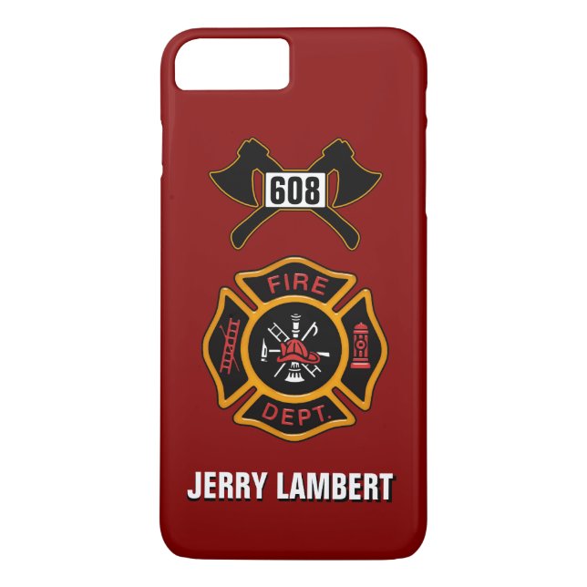 Fire Department Firefighter Badge Name Template Case-Mate iPhone Case (Back)