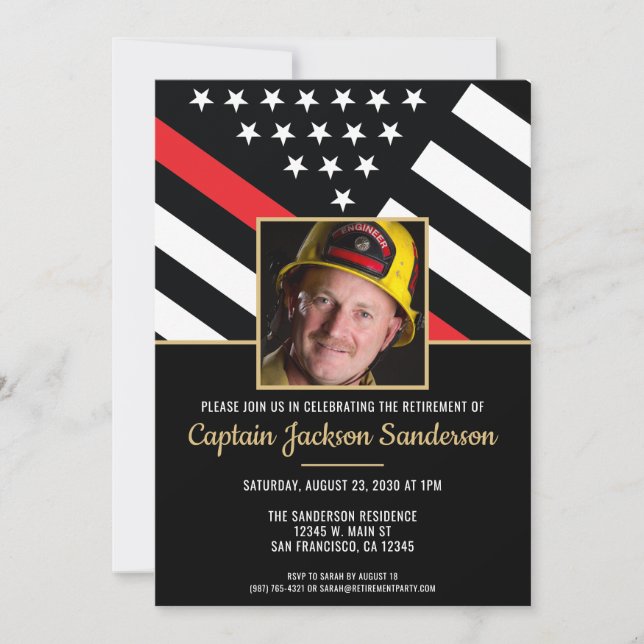 Fire Department Firefighter Retirement Party Photo Invitation (Front)