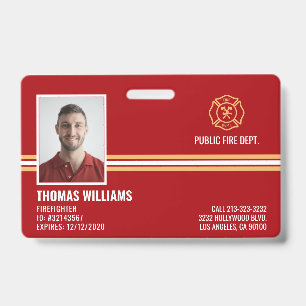 Fire Department Firefighter Staff ID Badge