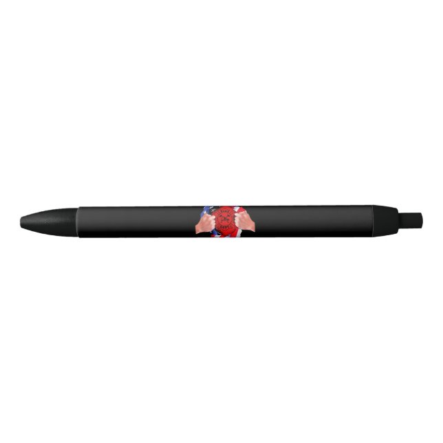 Fire Department Flag Firefighter Thin Red Line Black Ink Pen (Front)