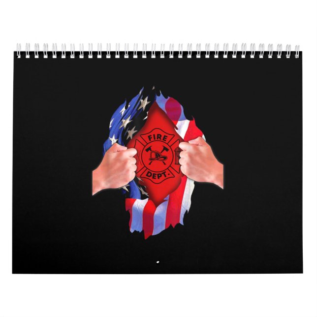 Fire Department Flag Firefighter Thin Red Line Calendar (Cover)