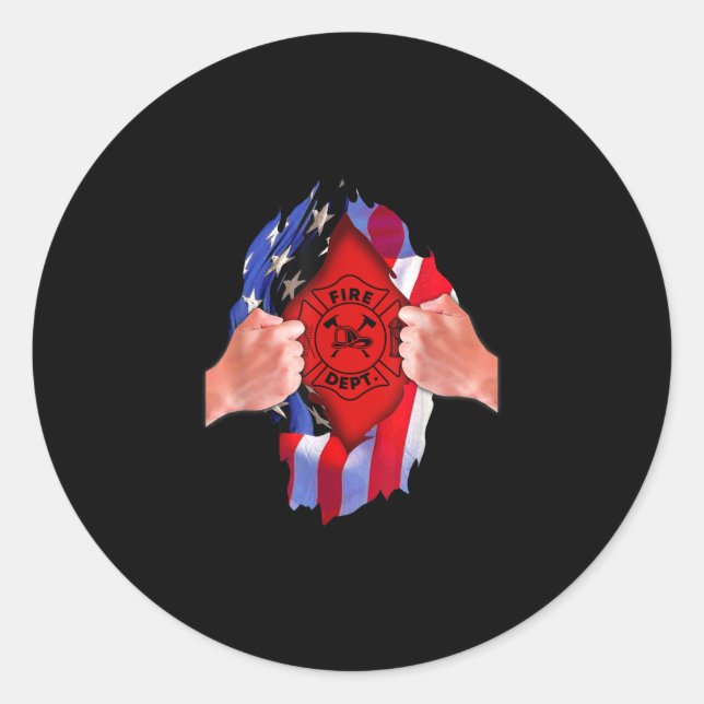Fire Department Flag Firefighter Thin Red Line Classic Round Sticker (Front)