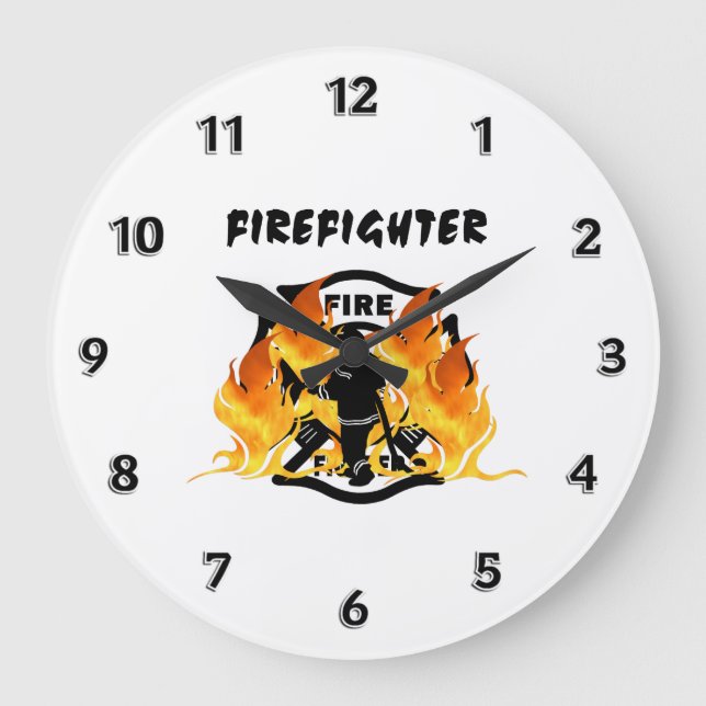 Fire Department Flames Large Clock (Front)