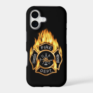 Fire Department Flaming Gold Badge