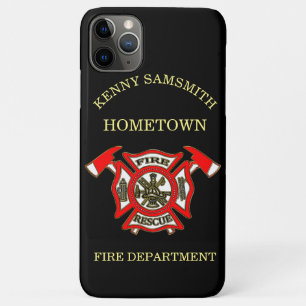 Fire Department Gold And Red Badge With Fire Axes iPhone 11 Pro Max Case