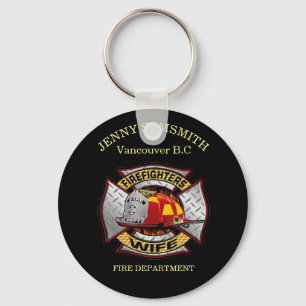 Fire Department Gold And Silver Wife Badge Key Ring
