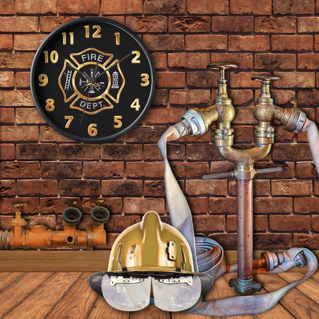 Fire Department Gold Badge Wall Clock (Creator Uploaded)