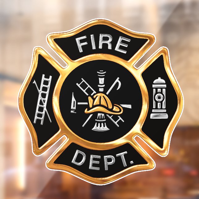 Fire Department Gold Maltese Cross Window Cling (Sheet 2)