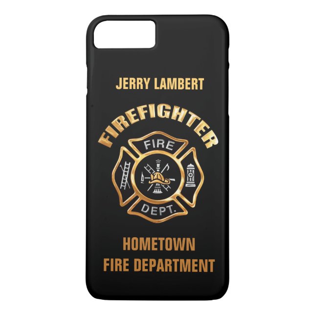Fire Department Gold Name Template Case-Mate iPhone Case (Back)
