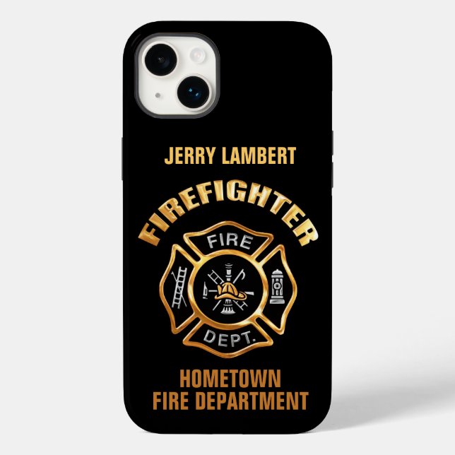 Fire Department Gold Name Template Case-Mate iPhone Case (Back)