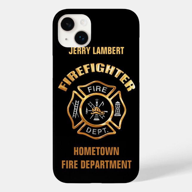 Fire Department Gold Name Template Case-Mate iPhone Case (Back)
