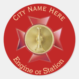 Fire Department Lieutenant Gold Medallion Classic Round Sticker