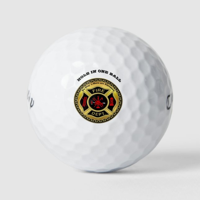 Fire Department logo Black And Gold Badge Golf Balls (Front)
