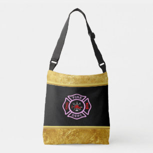 Fire Department logo Black And Pink Badge Crossbody Bag