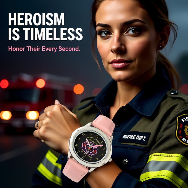 Fire Department logo Black And Pink Badge Watch (Creator Uploaded)