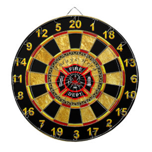 Fire Department logo Black And Red Badge Dartboard