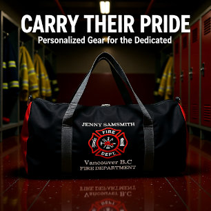 Fire Department logo Black And Red Badge Duffle Bag