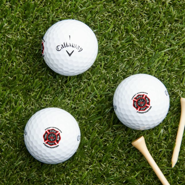 Fire Department logo Black And Red Badge Golf Balls (Insitu Grass)
