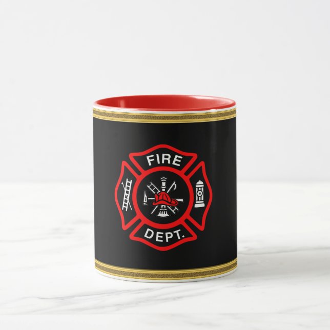 Fire Department logo Black And Red Badge Mug (Center)
