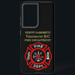 Fire Department logo Black And Red Badge   Samsung Galaxy Case<br><div class="desc">Fire Department logo Black And Red Badge With Fire Axes and ladder.
Great for firemen and first respondents. Personalise with your name and department home town and more.monogram</div>