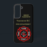 Fire Department logo Black And Red Badge Samsung Galaxy Case<br><div class="desc">Fire Department logo Black And Red Badge With Fire Axes and ladder.
Great for firemen and first respondents. Personalise with your name and department home town and more.monogram</div>