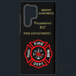 Fire Department logo Black And Red Badge  Samsung Galaxy Case<br><div class="desc">Fire Department logo Black And Red Badge With Fire Axes and ladder.
Great for firemen and first respondents. Personalise with your name and department home town and more.monogram</div>