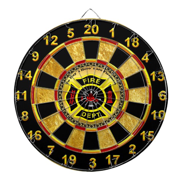 Fire Department logo Black And Yellow Badge Dartboard (Front)