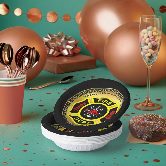 Fire Department logo Black And Yellow Badge Paper Plate (Multi)