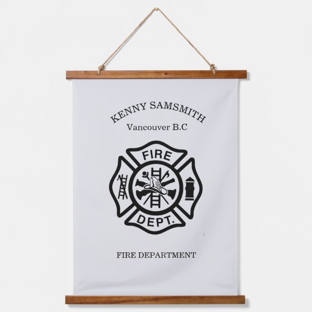 Fire Department logo Black  Hanging Tapestry (Front)