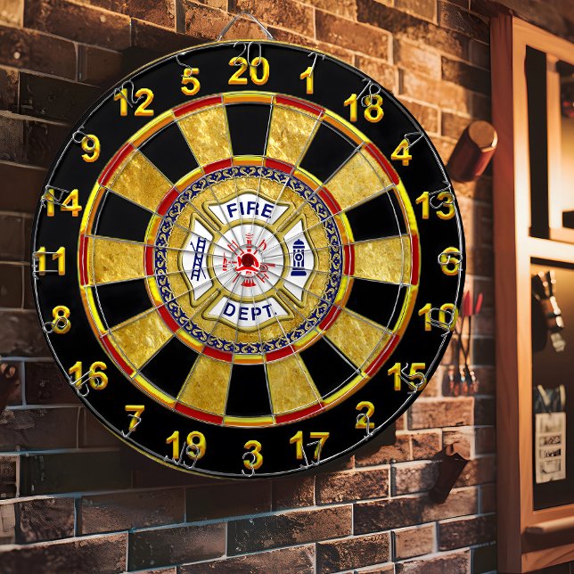 Fire Department logo Blue And White Badge Dartboard (Creator Uploaded)