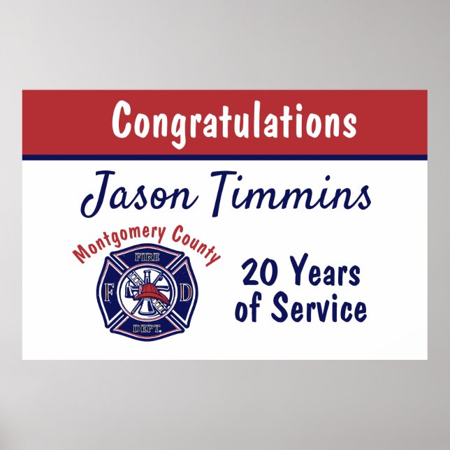 Fire Department Logo Custom Congratulations  Poster (Front)