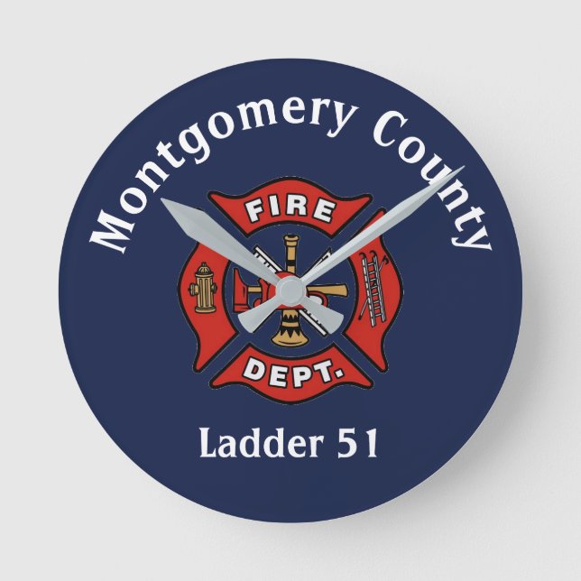 Fire Department Logo Custom  Round Clock (Front)