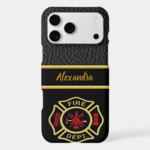 Fire Department logo Gold And Back Badge gold