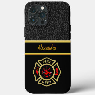 Fire Department logo Gold And Back Badge gold Case
