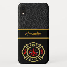 Fire Department logo Gold And Back Badge gold