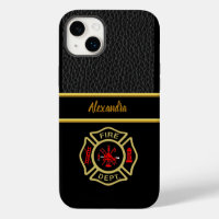Fire Department logo Gold And Back Badge gold
