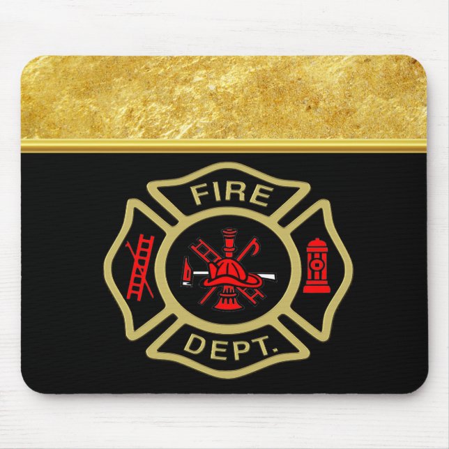 Fire Department logo Gold And Back Badge gold Mouse Pad (Front)