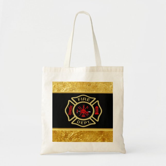 Fire Department logo Gold And Back Badge gold Tote Bag (Front)