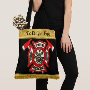 Fire Department logo Gold And Red Badge gold foil Tote Bag