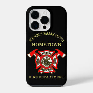 Fire Department logo Gold And Red Badge iPhone 14 Pro Case