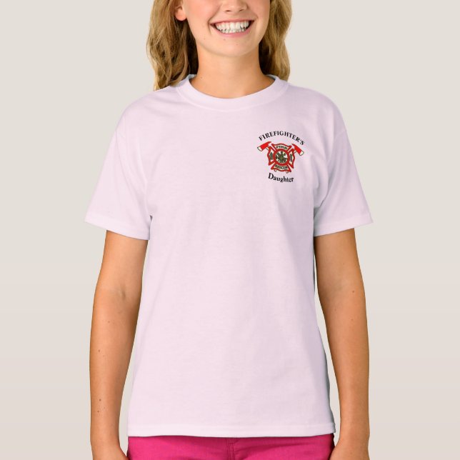 Fire Department logo Gold And Red Badge With Fire T-Shirt (Front)