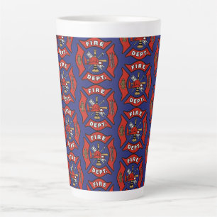 Fire Department Logo Pattern Latte Mug