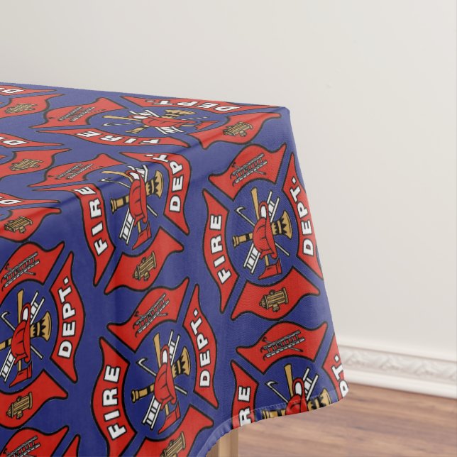 Fire Department Logo Pattern Tablecloth (In Situ)