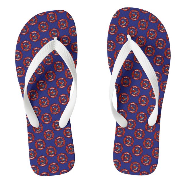 Fire Department Logo Pattern Thongs (Footbed)
