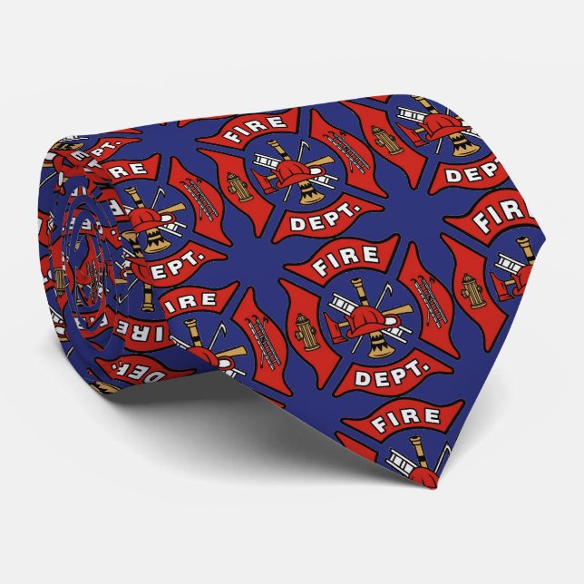 Fire Department Logo Pattern Tie (Rolled)