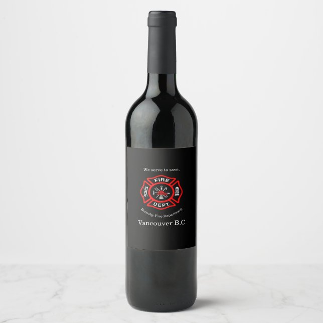 Fire Department logo We serve to save Wine Label (Front)