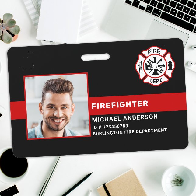 Fire Department Personalised Photo Firefighter ID ID Badge (Creator Uploaded)