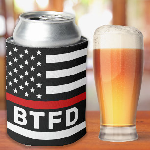 Fire Department Personalised Thin Red Line Can Coo Can Cooler