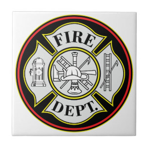 Fire Department Round Badge Ceramic Tile